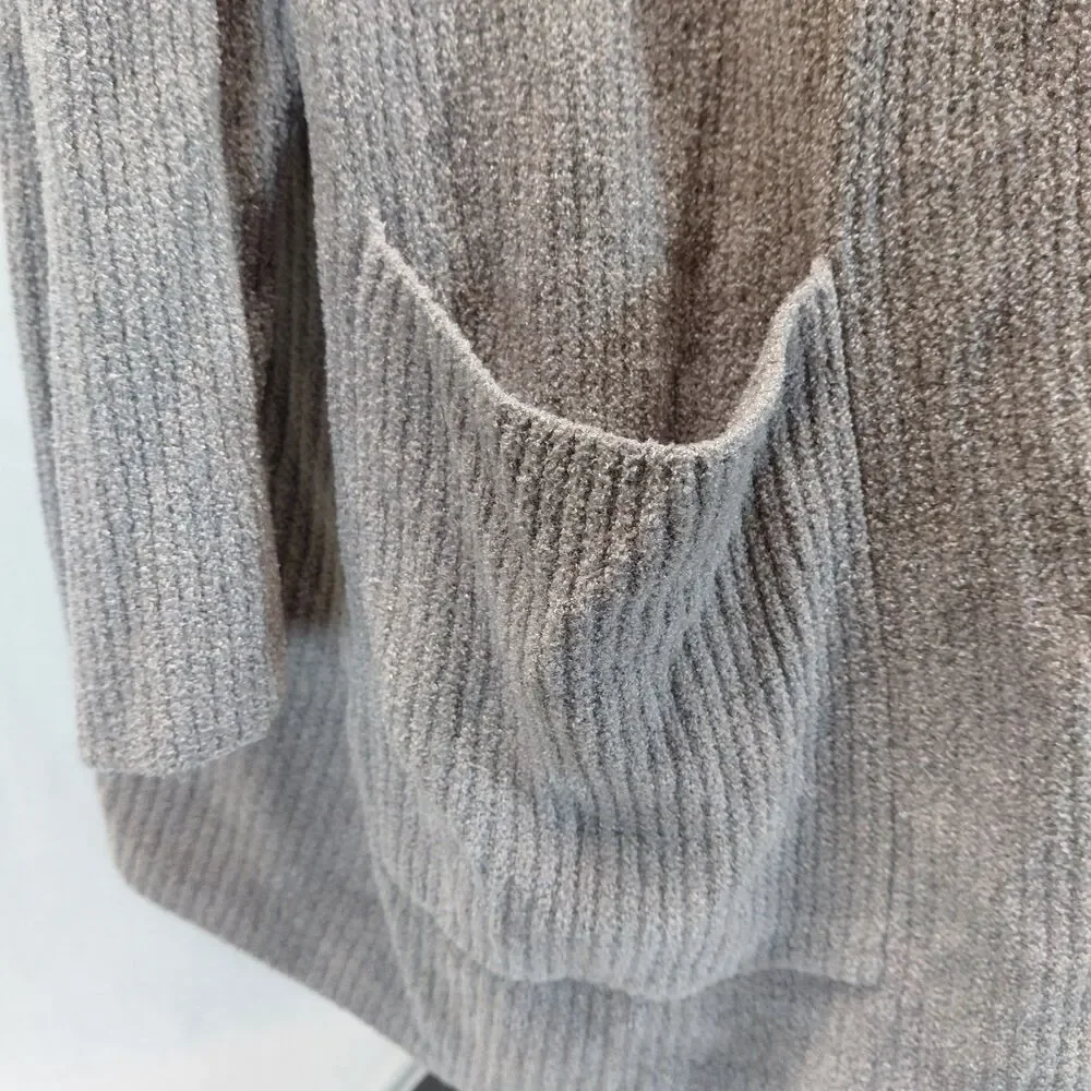 Barefoot Dreams CozyChic Ultra Lite taupe hooded open front cardigan SZ 3XL - Picture 7 of 11